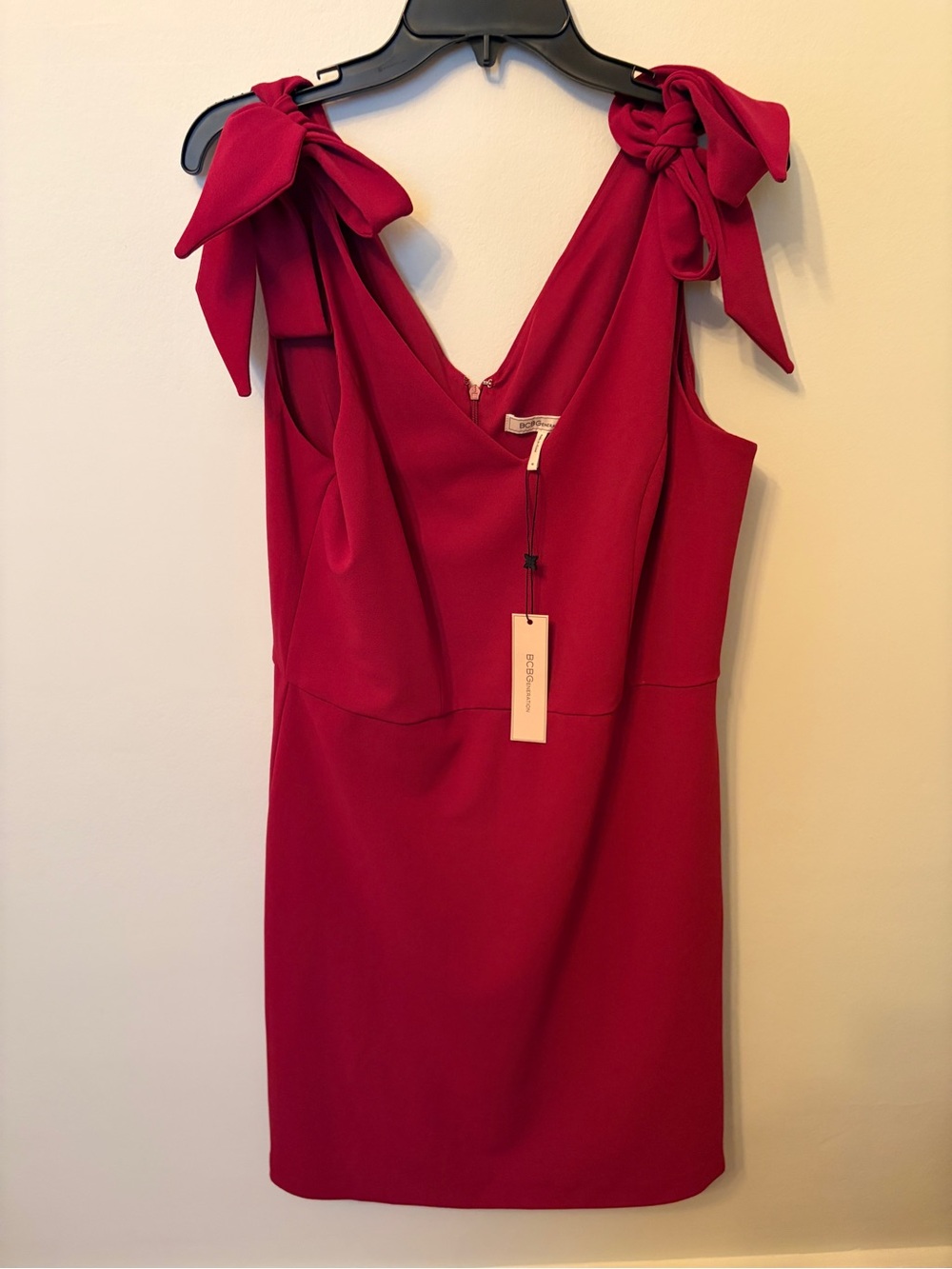 Sleeveless Bow-Shoulder Red Dress
